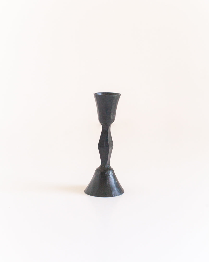 Low Diamond Hand-Forged Iron Candle Stand