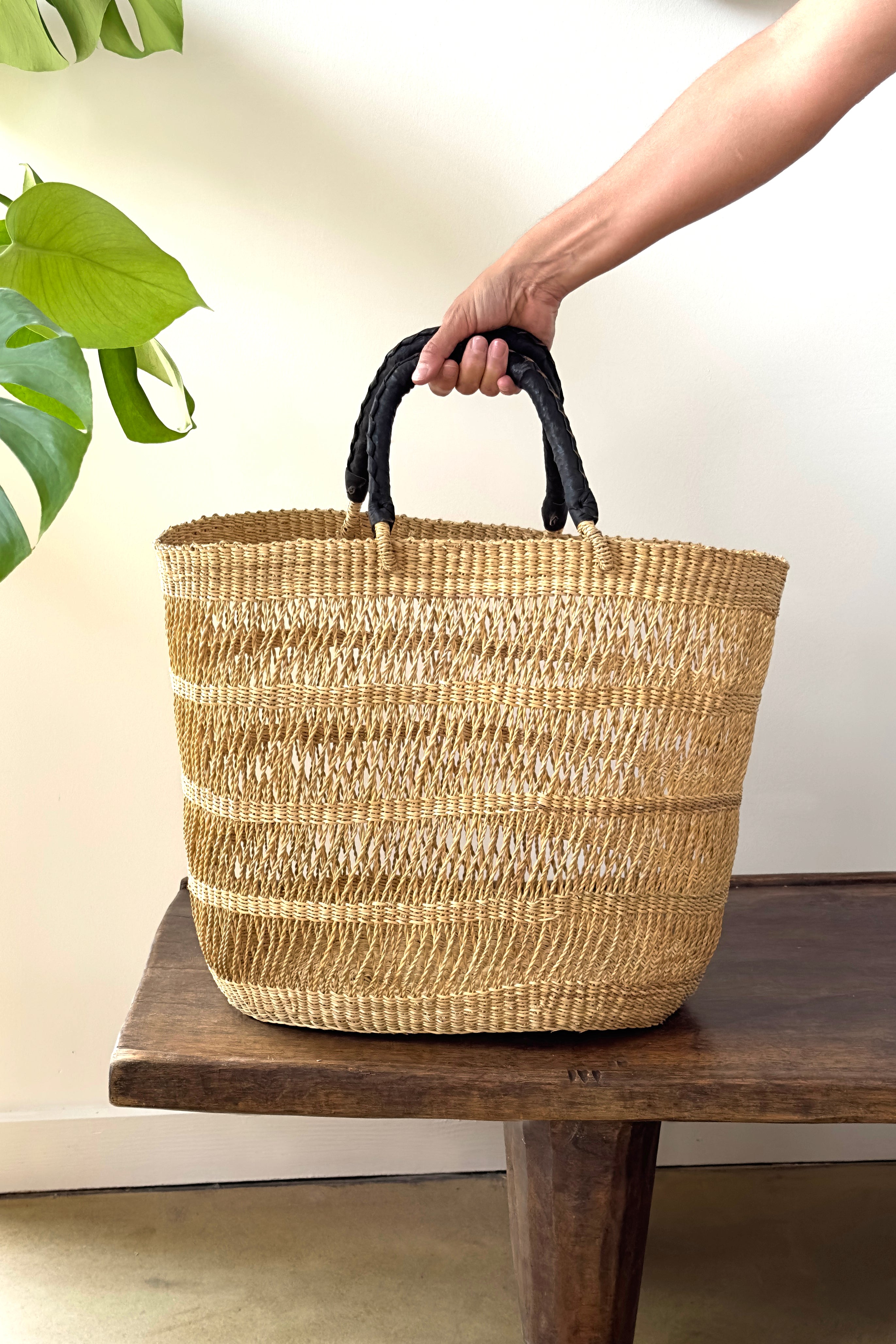 Handwoven African Market Tote Bag – Natural