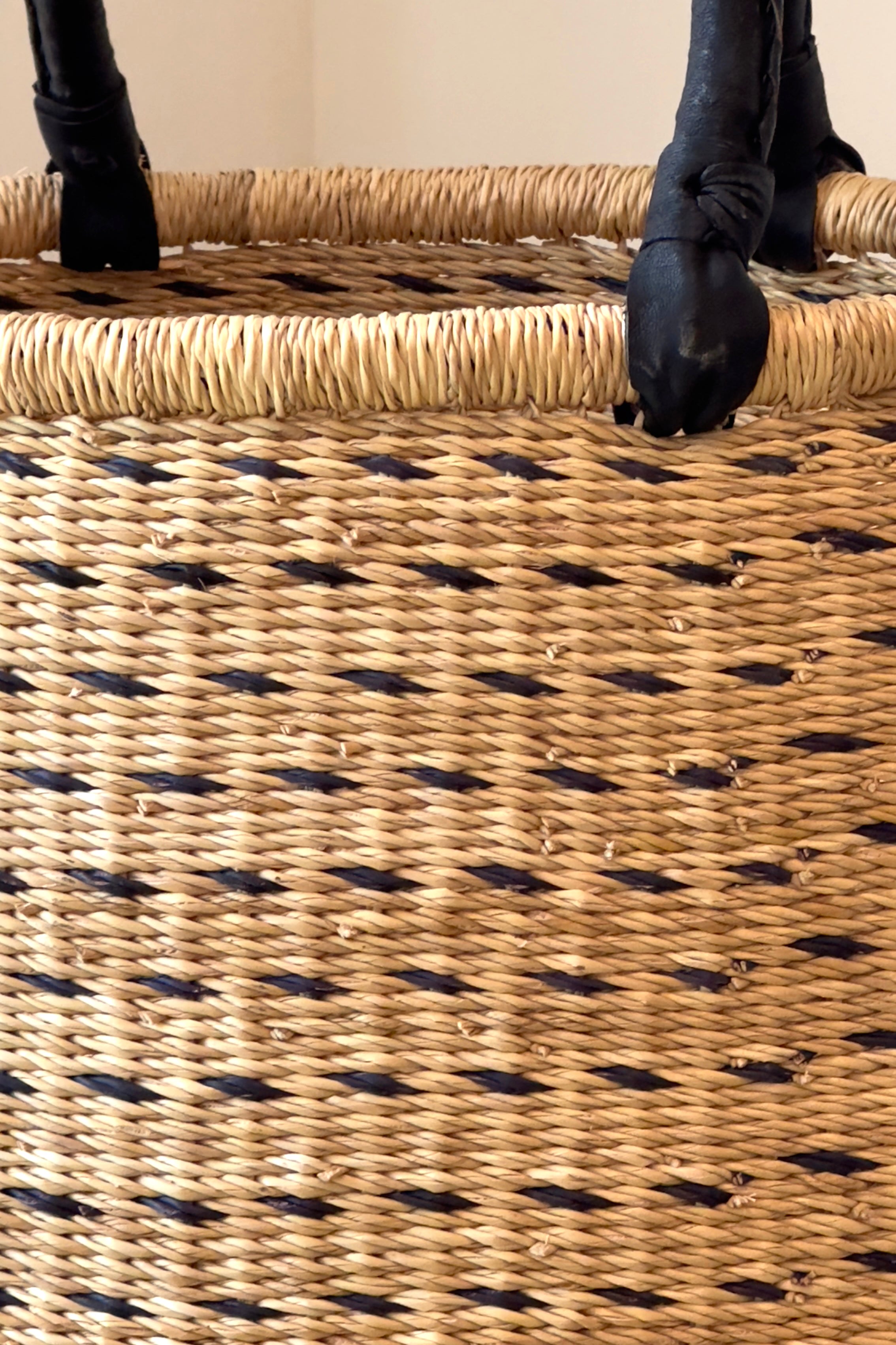 Large Handwoven Storage & Laundry Hamper – Black Dash