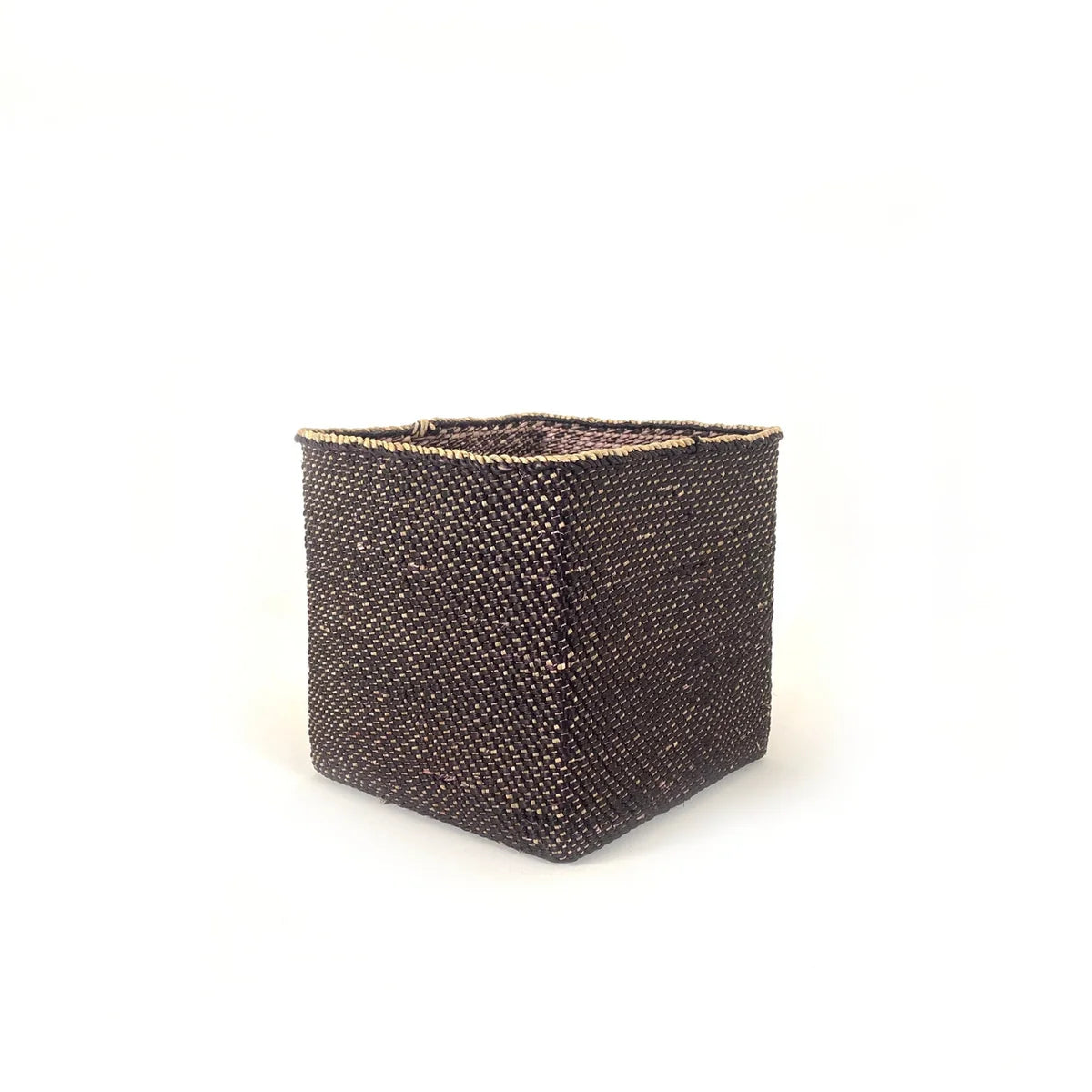 Handwoven Square Iringa Basket | Natural & Black | Tanzania
