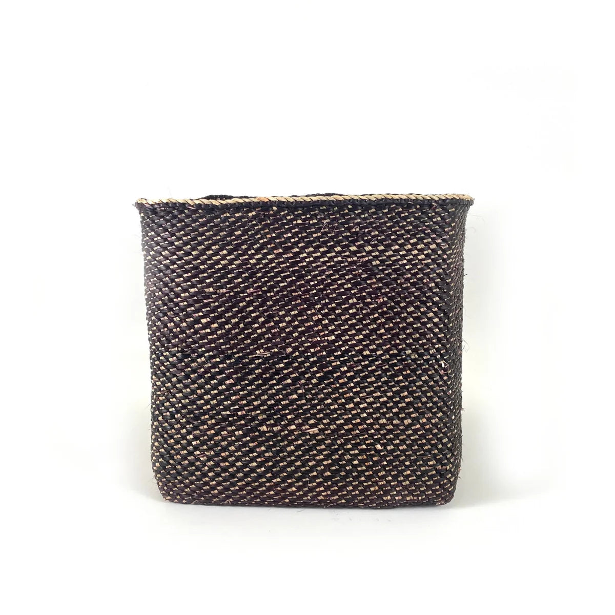 Handwoven Square Iringa Basket | Natural & Black | Tanzania