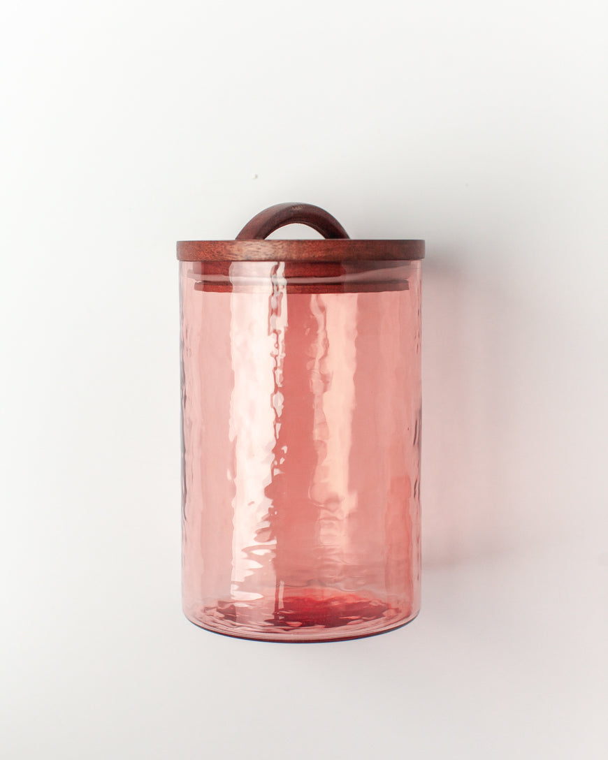 Hammered Glass Canisters with Wood Lid