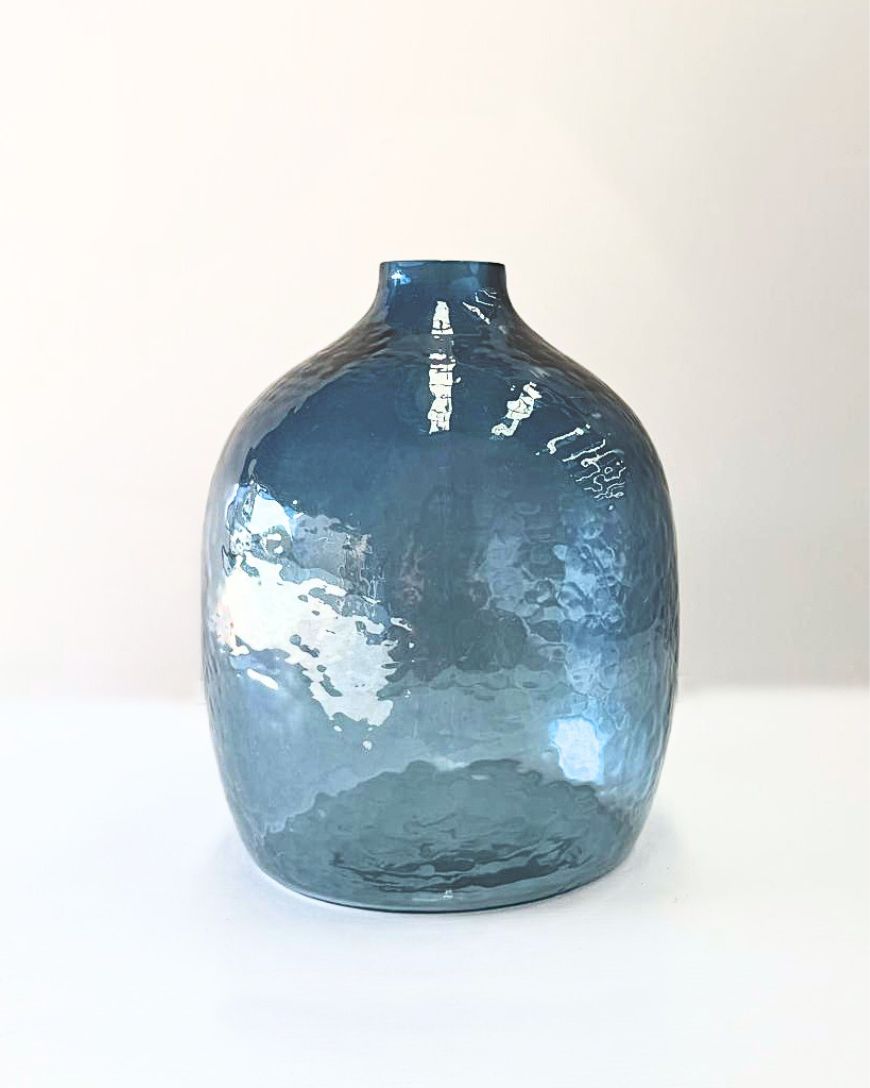 Handblown Hammered Glass Hebron Vase