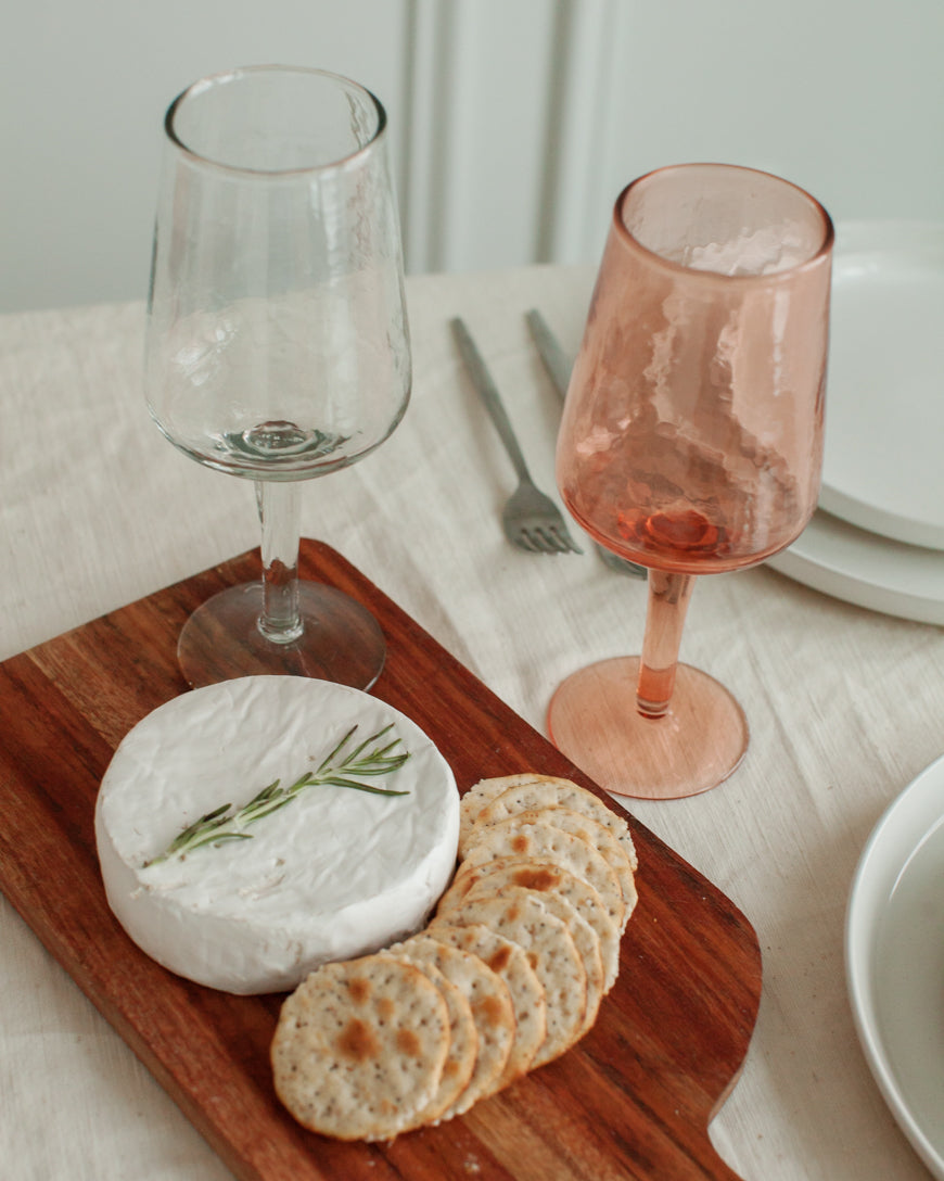 Pair of Handblown Hammered Wine Glasses