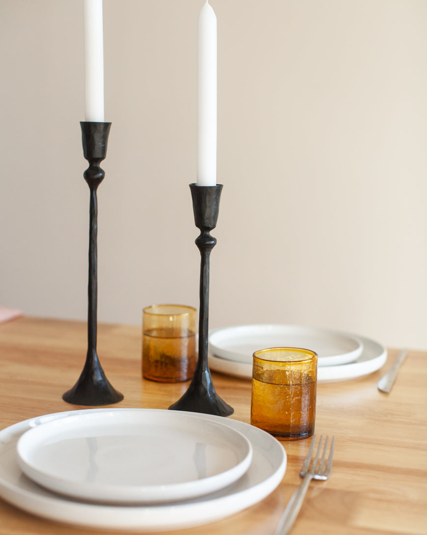 Gemini Hand-Forged Iron Candle Stands | Set of 2