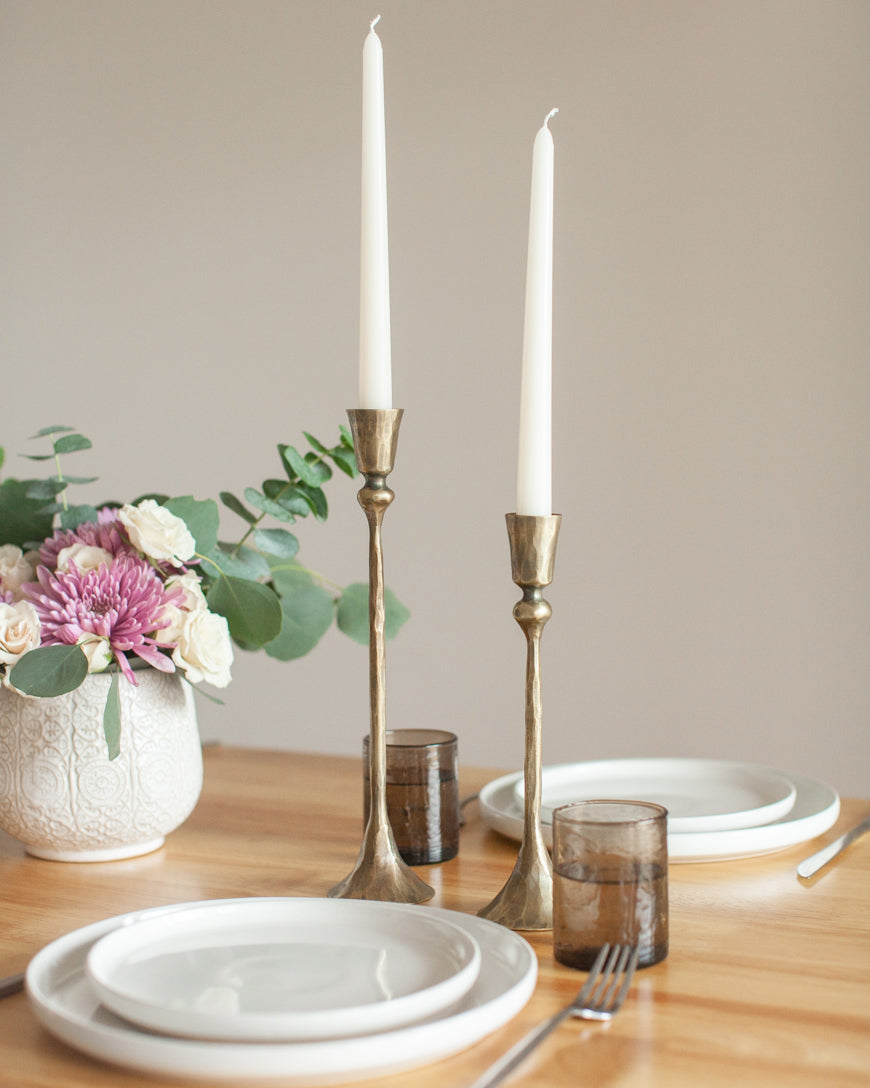 Gemini Hand-Forged Iron Candle Stands | Set of 2