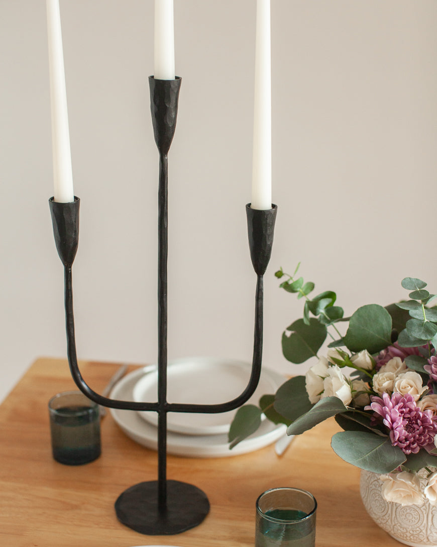 Hand-Forged Iron Candelabra