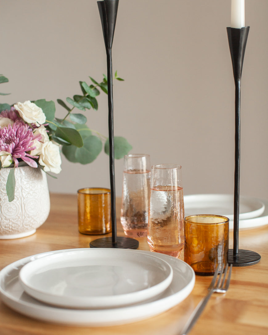Handblown Hammered Champagne Flutes