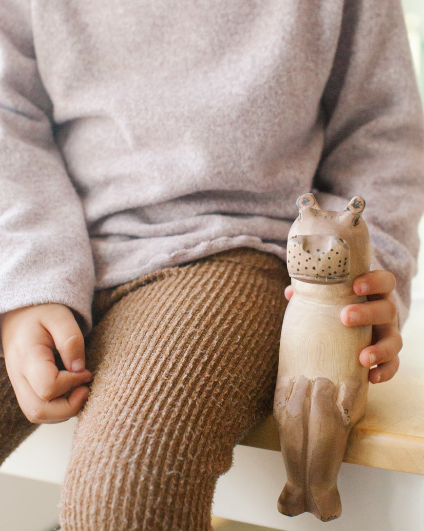 Hand-carved Hippo Shelf Sitter