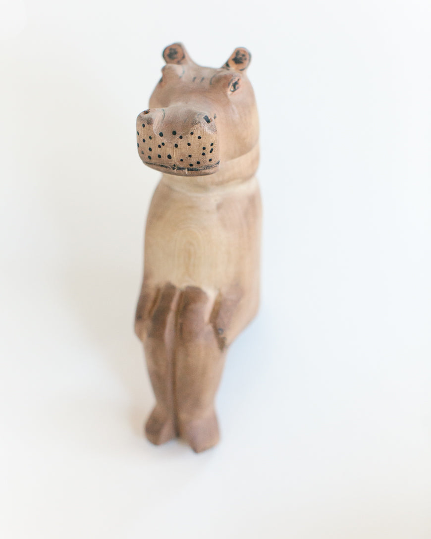 Hand-carved Hippo Shelf Sitter