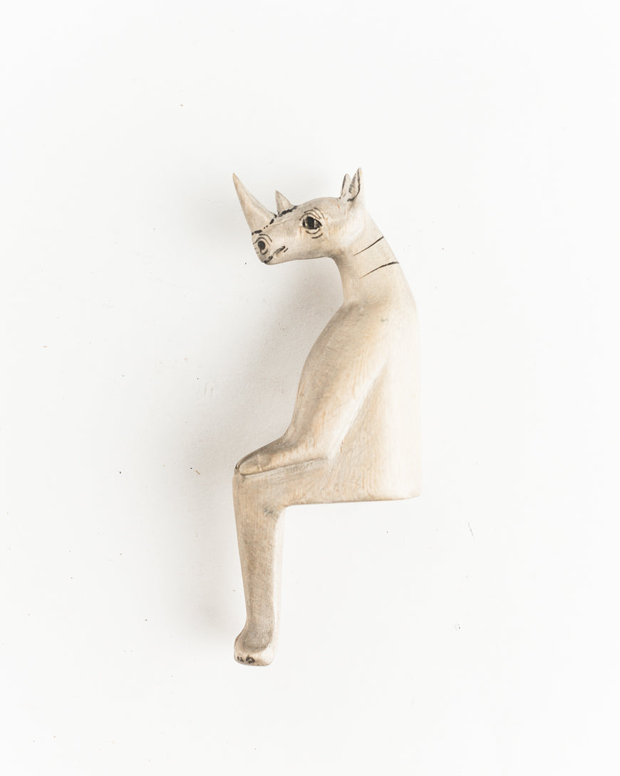 Hand-carved Rhino Shelf Sitter