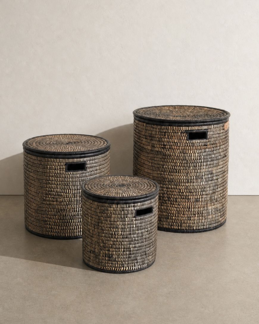 Lidded Floor Baskets | Black | Malawi