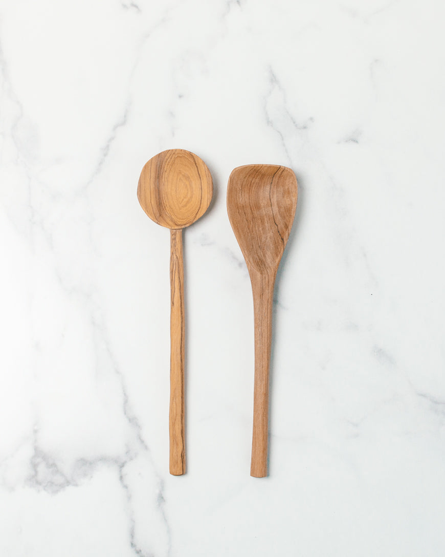Olive Wood Cooking Spoon Pair