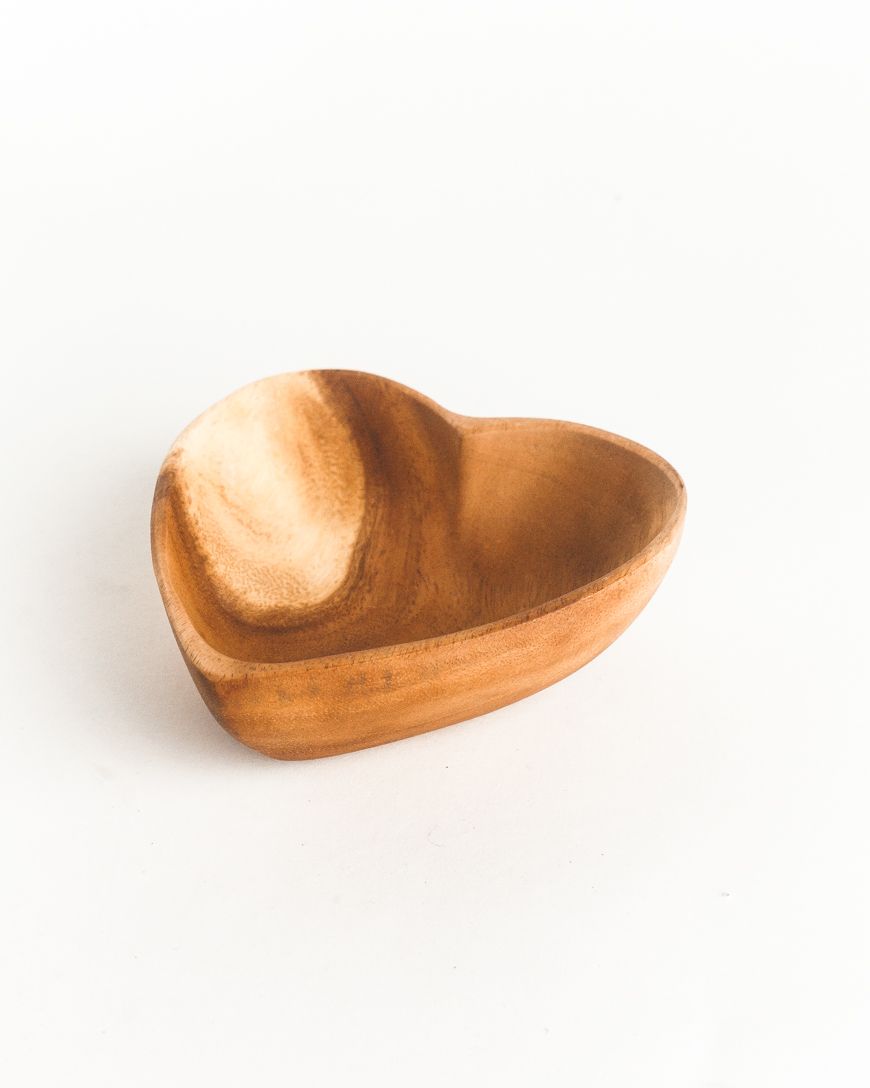 Acacia Wood Serve Ware, Small Heart Shape Bowl