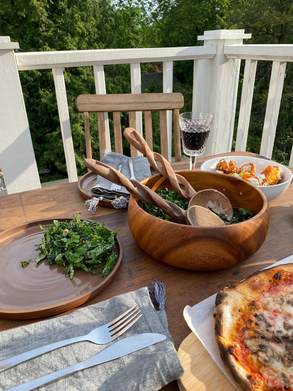 Olive Wood Spiral Salad Servers