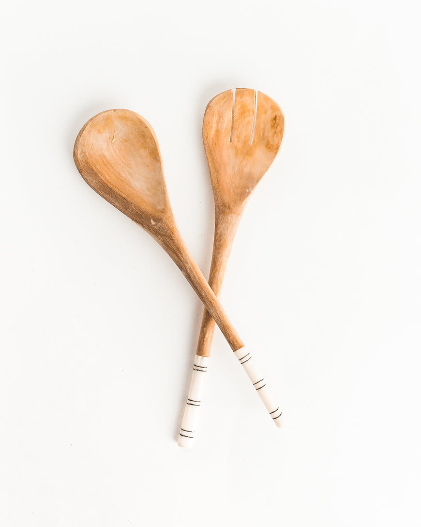 wholesale wood salad servers