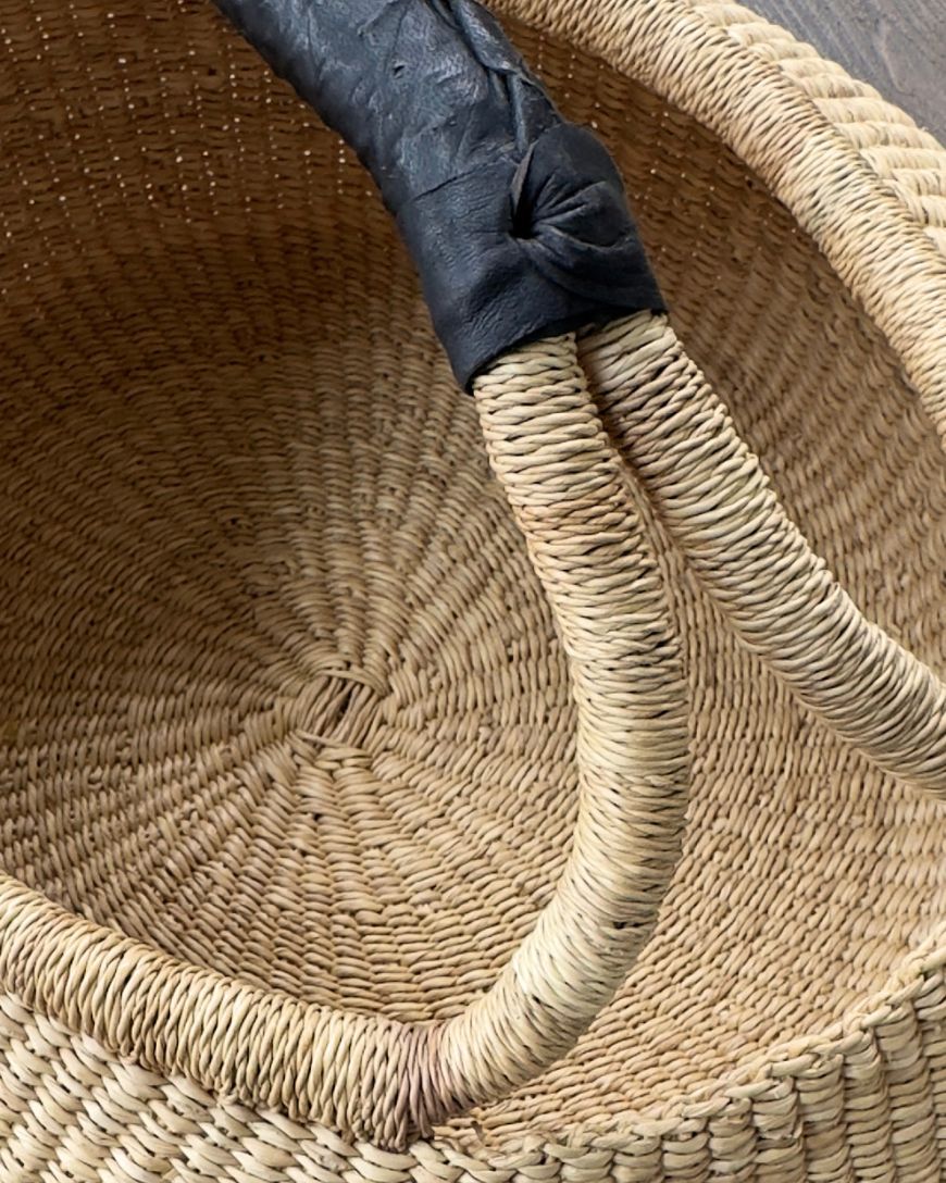 Handwoven Ghana Kettle Basket with Handle