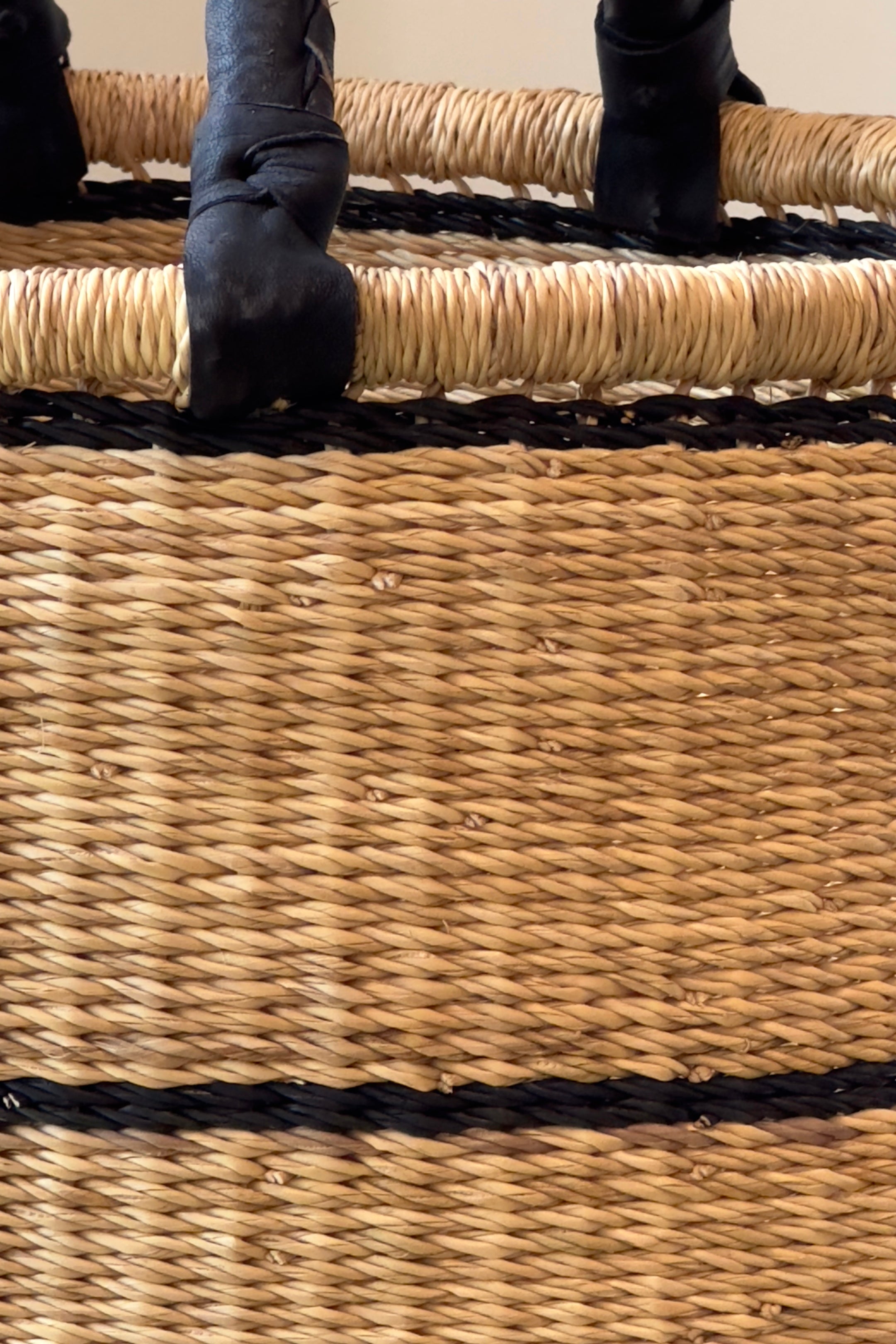 Large Handwoven Storage & Laundry Hamper – Black Stripe