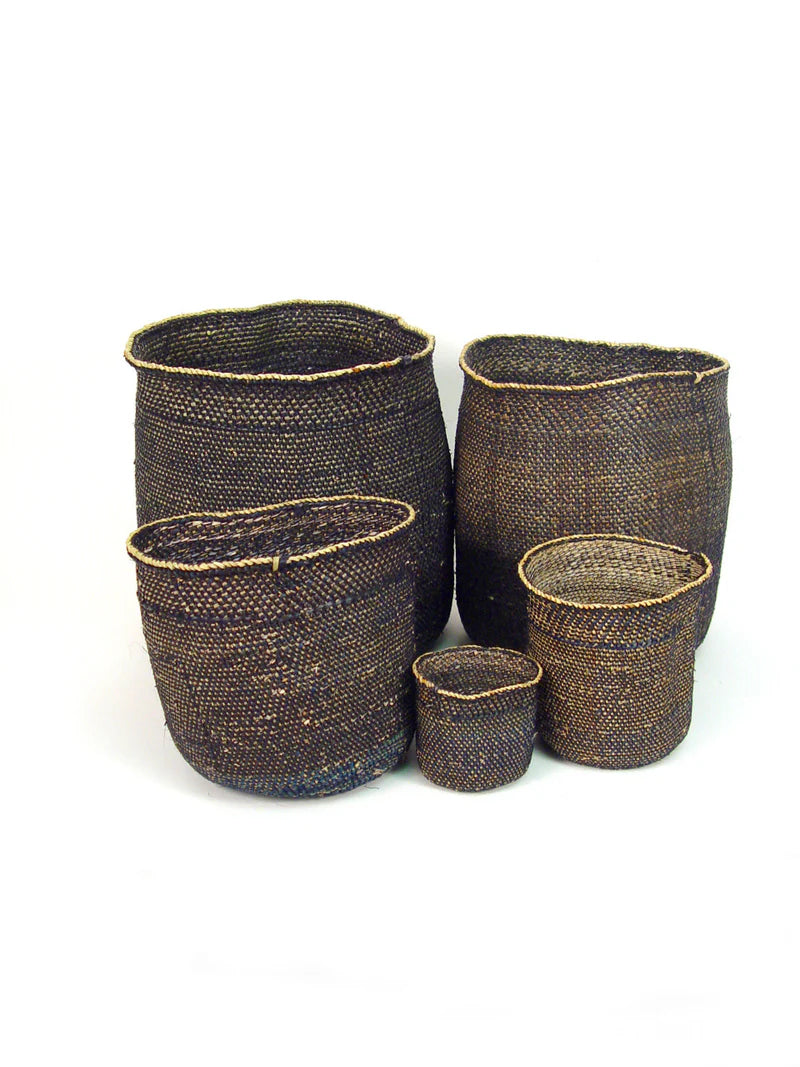 Handwoven Natural & Black Iringa Baskets | Tanzania