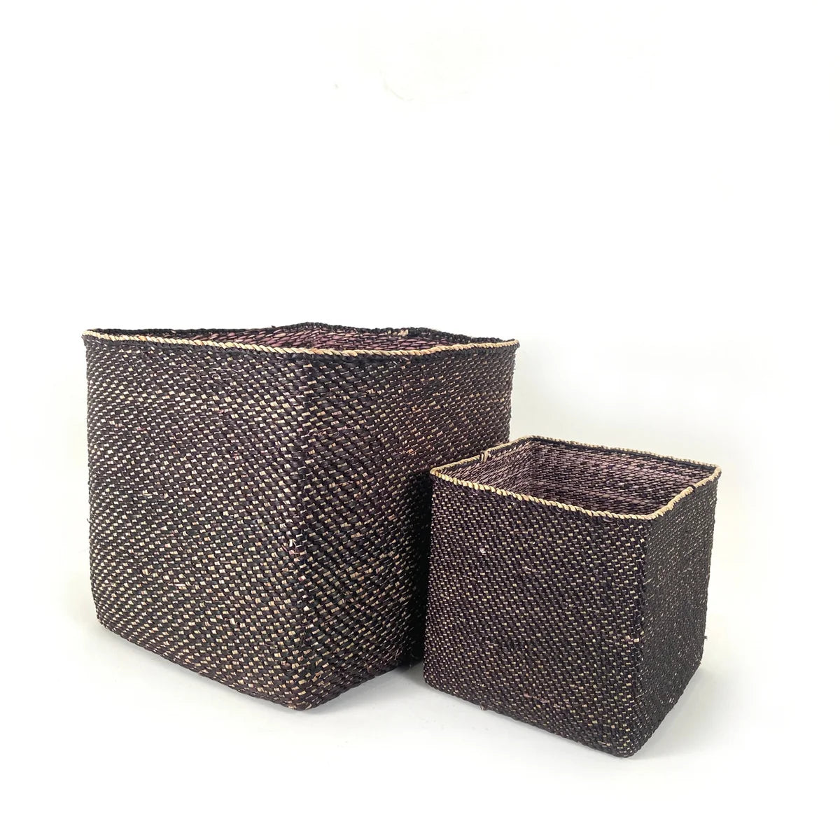 Handwoven Square Iringa Basket | Natural & Black | Tanzania