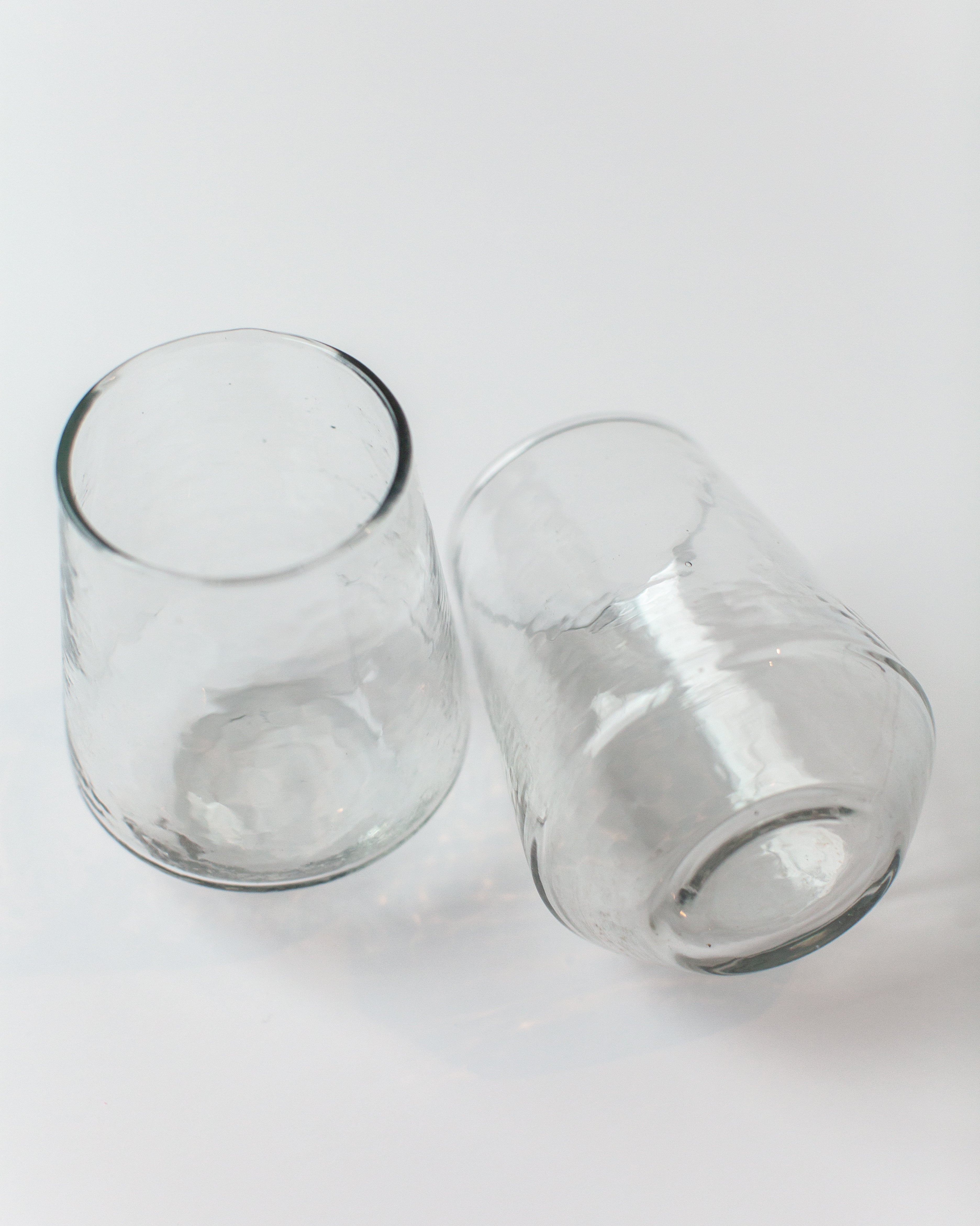 Pair of Hammered Glass Water Tumblers