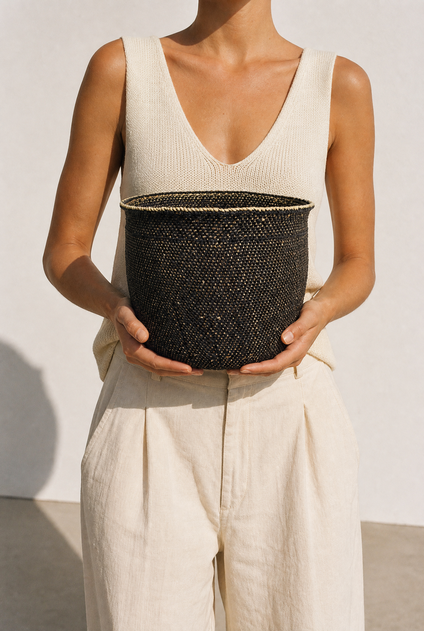 Handwoven Natural & Black Iringa Baskets | Tanzania