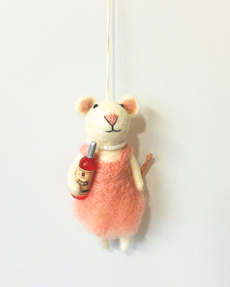 Rosé All Day Felt Mouse Ornament