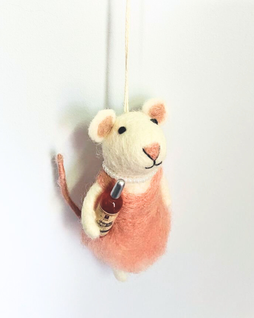 Rosé All Day Felt Mouse Ornament