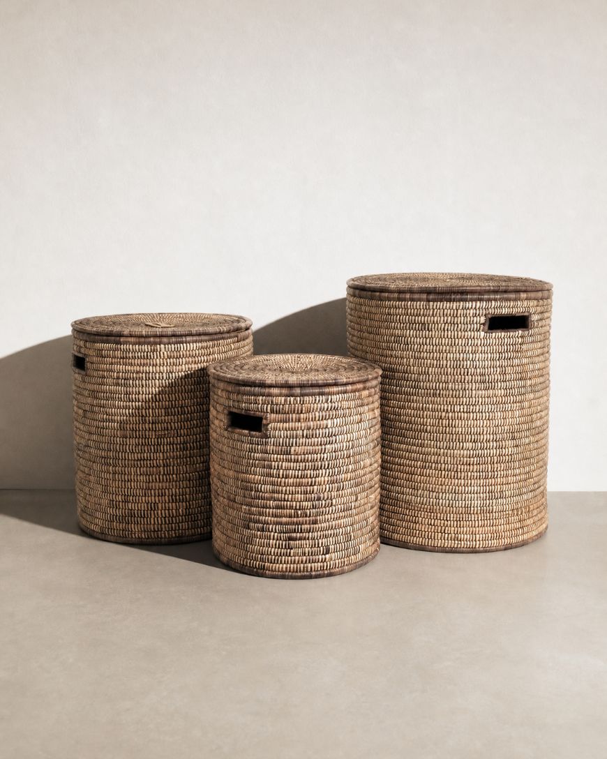 Lidded Floor Baskets | Brown | Malawi