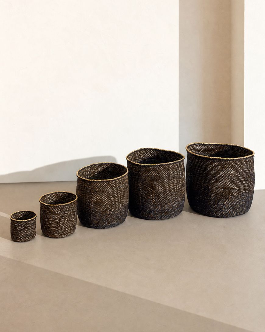 Handwoven Natural & Black Iringa Baskets | Tanzania