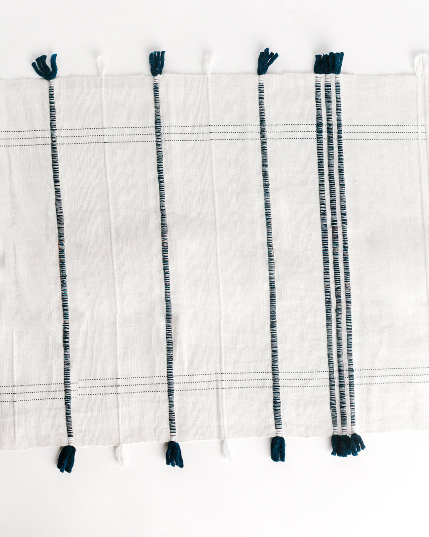 striped cotton white and blue table runner