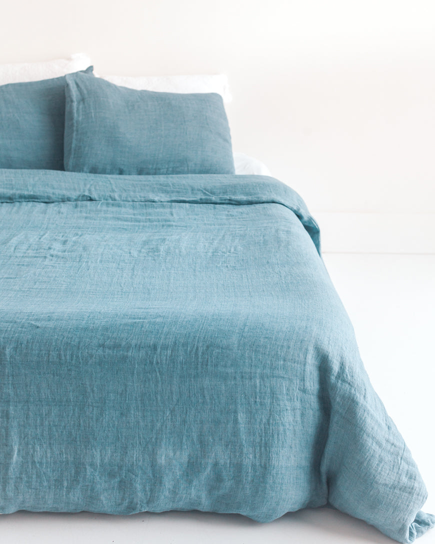 wholesale linen bedding denim blue