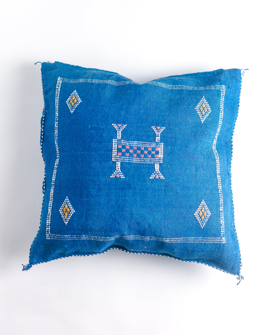 Cactus Silk Throw Pillow Cover - Blue