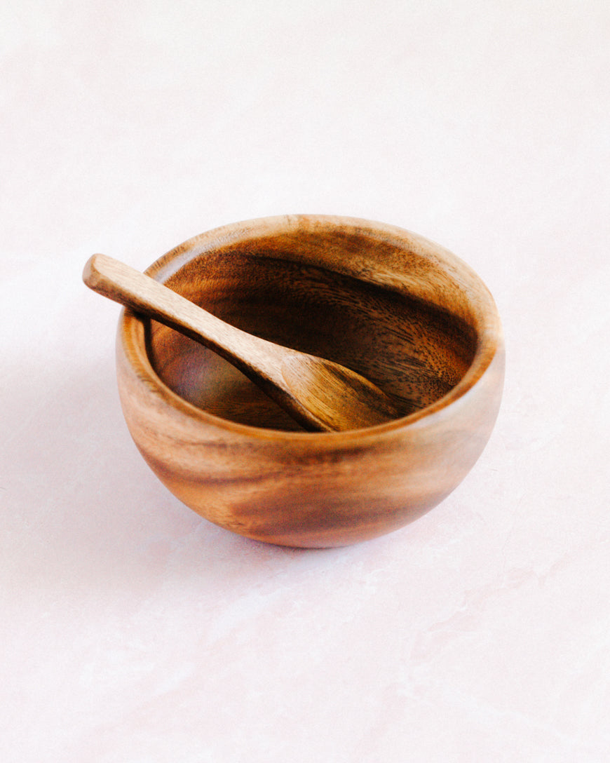 6" Acacia Wood Smoothie Bowl + Spoon