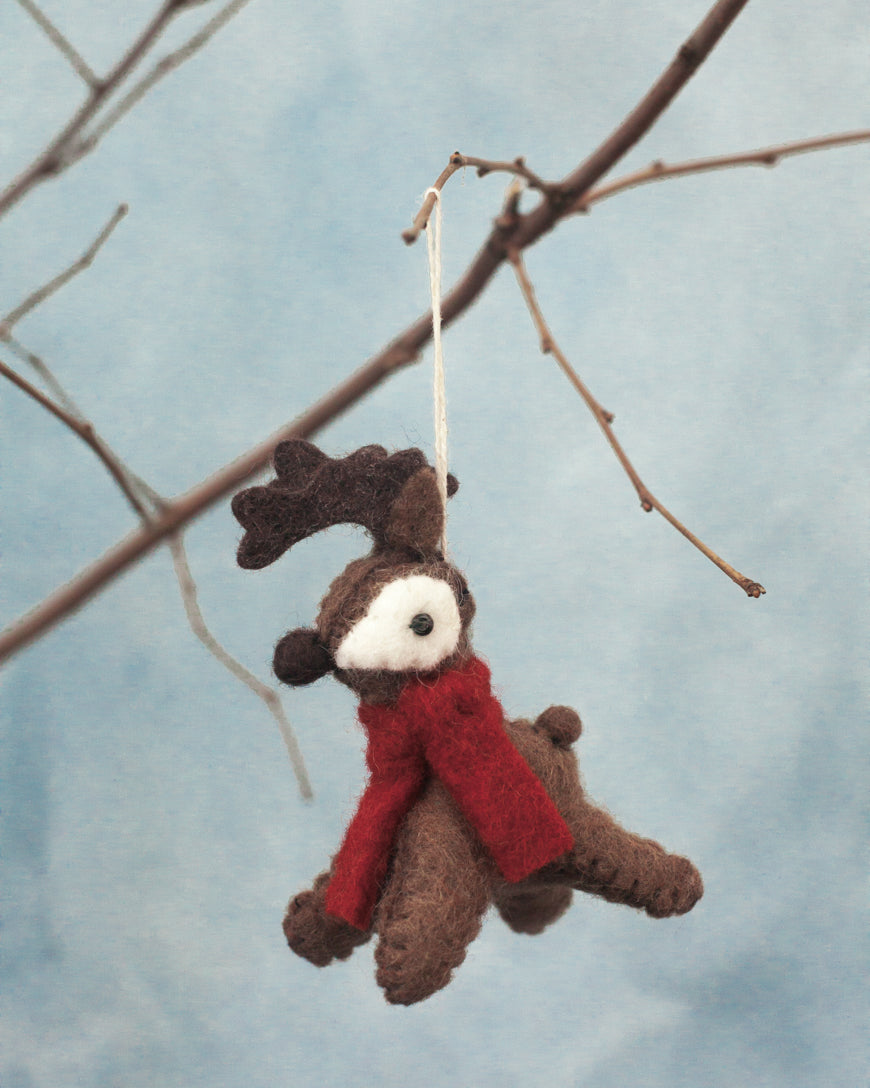 wholesale felt brown reindeer ornament