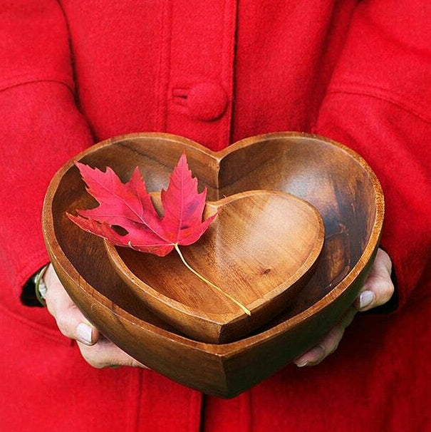 wholesale fair trade heart wood bowl