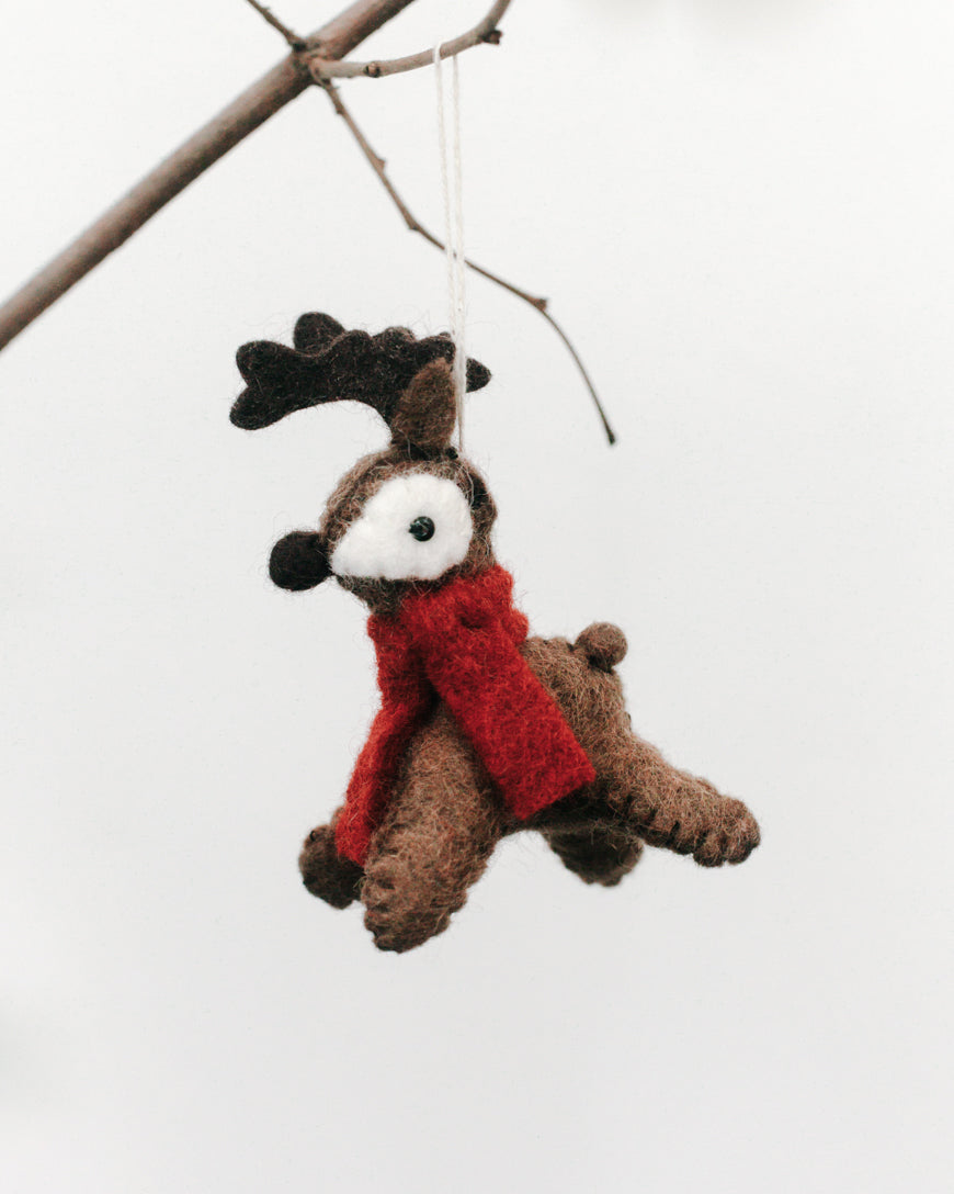 Brown Reindeer Felt Ornament