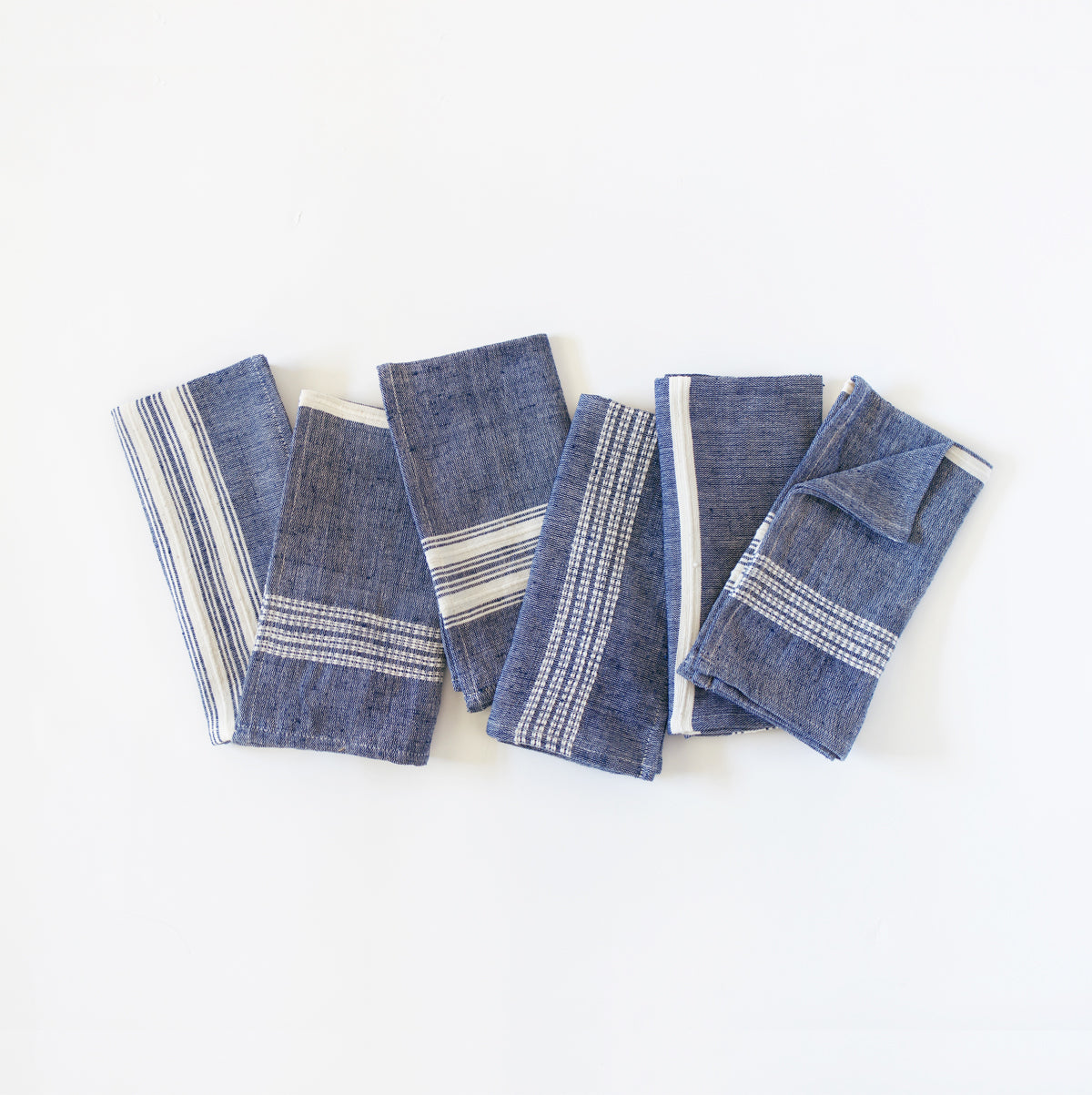 Striped 100% Cotton Napkins from Guatemala (Set of 6) - Peaceful Stripes