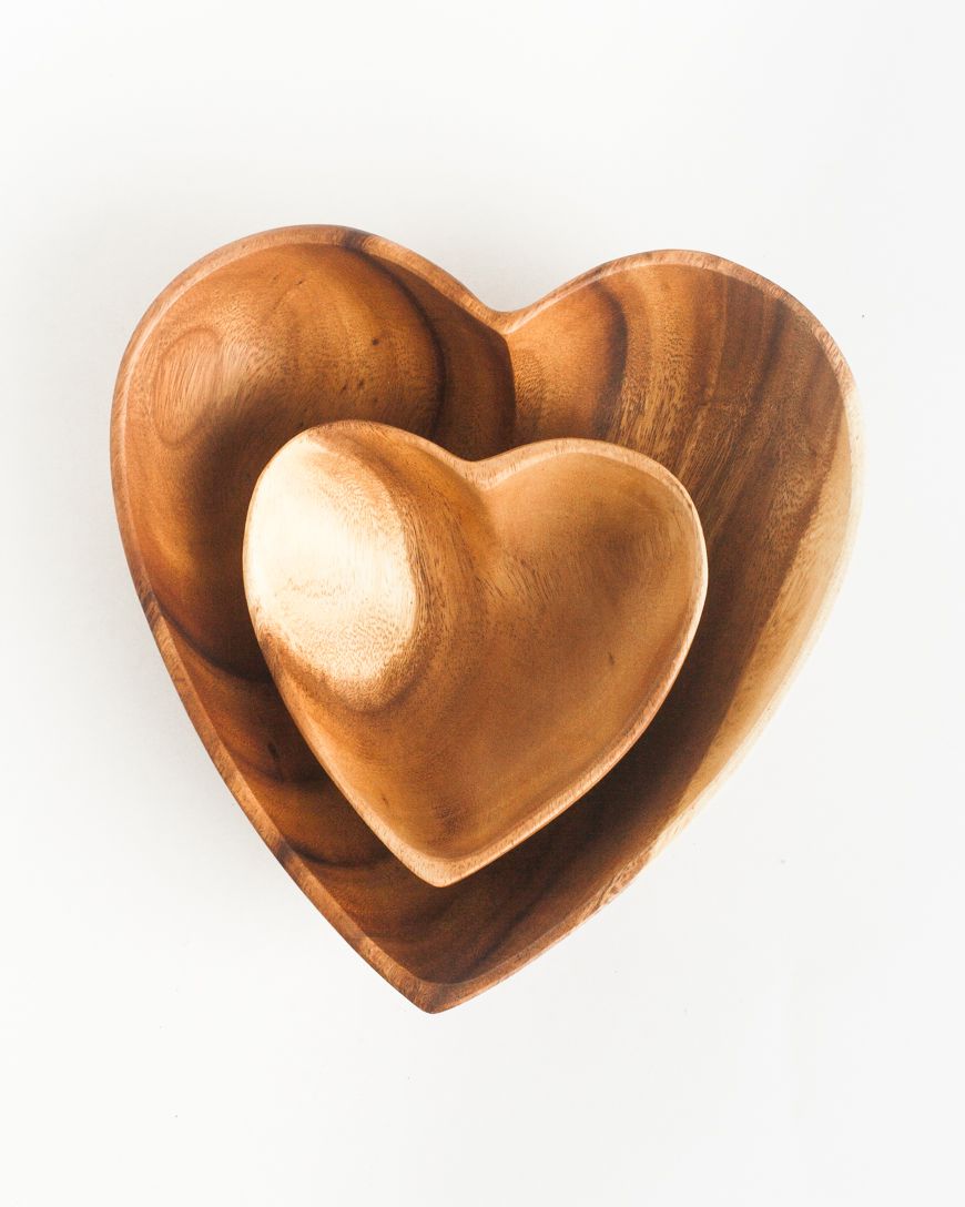 wholesale wood heart shaped bowls